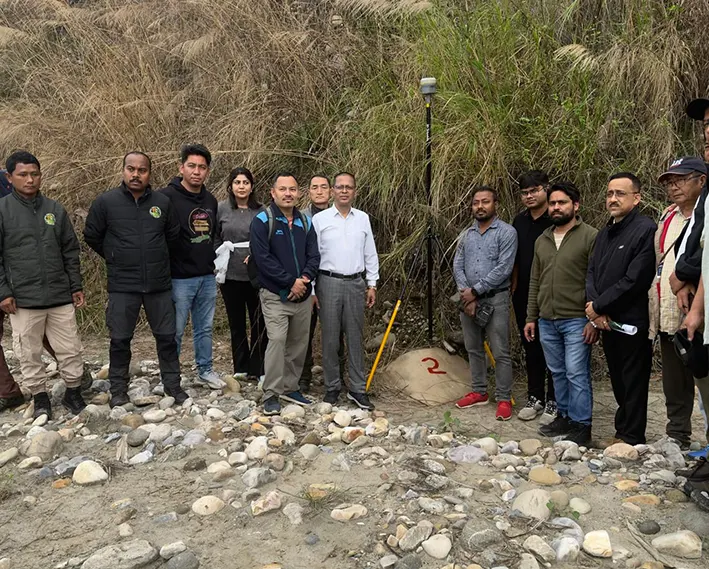 Survey for erection of boundary pillars underway