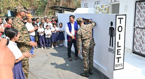 Indian Army inaugurates toilet blocks at school