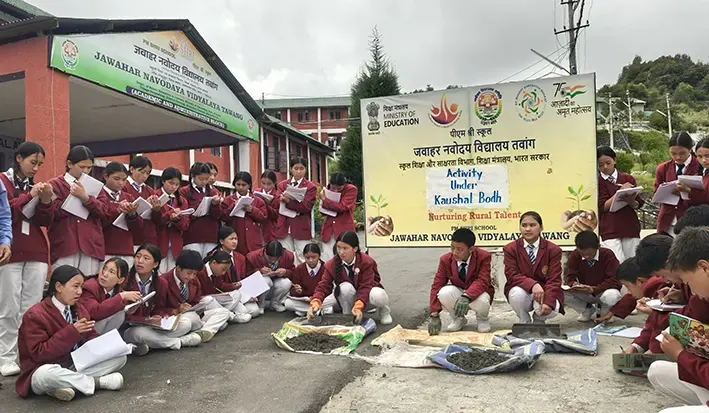 JNV students learn maths through brick-making