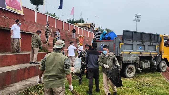 Police clean up stadium