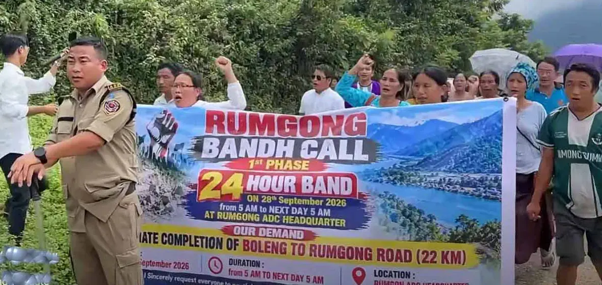 24-hour Rumgong bandh to protest delay in road construction underway