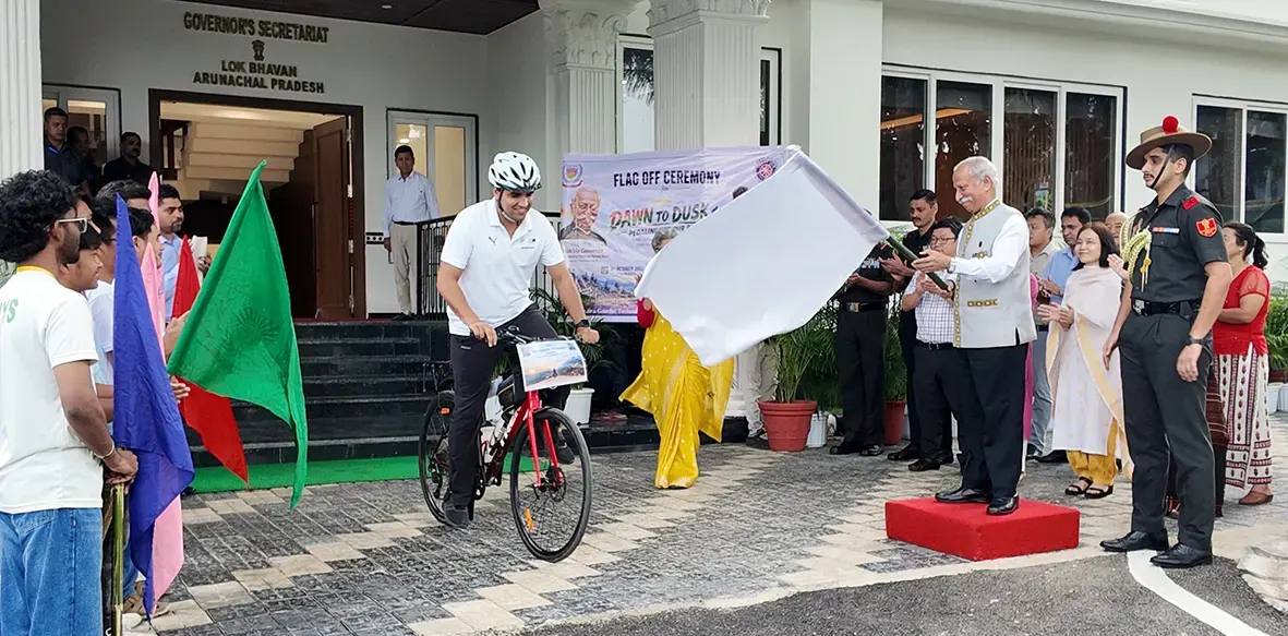 Governor flags off Arunachal to Gujarat cycling expedition