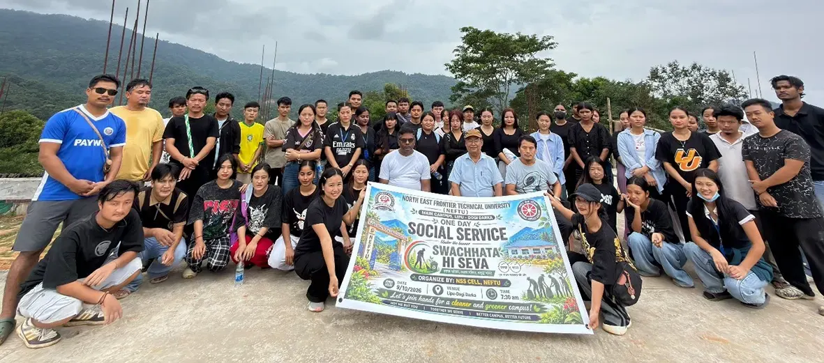 The NSS Cell of the North East Frontier Technical University in West Siang HQ Aalo organised a social service on the uni