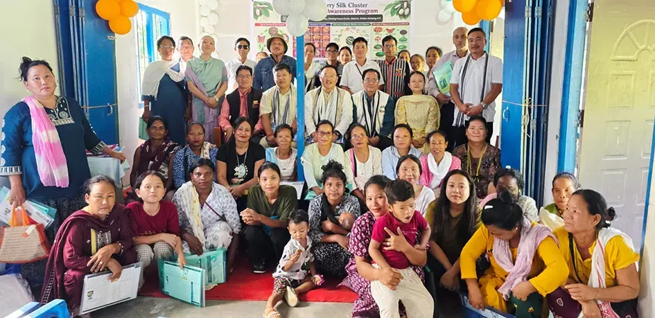 APKVIB conducts eri and mulberry silk cluster development awareness prog in Dissing-Passo