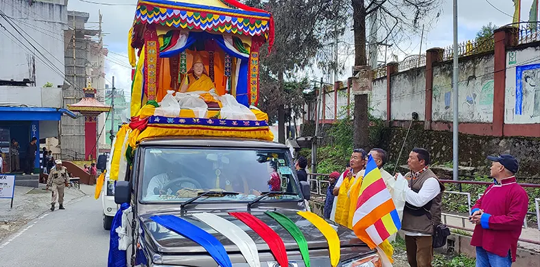 Grand Buddhist Dharma procession arrives in Bomdila