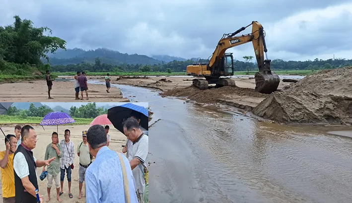 MLA inspects river course diversion work