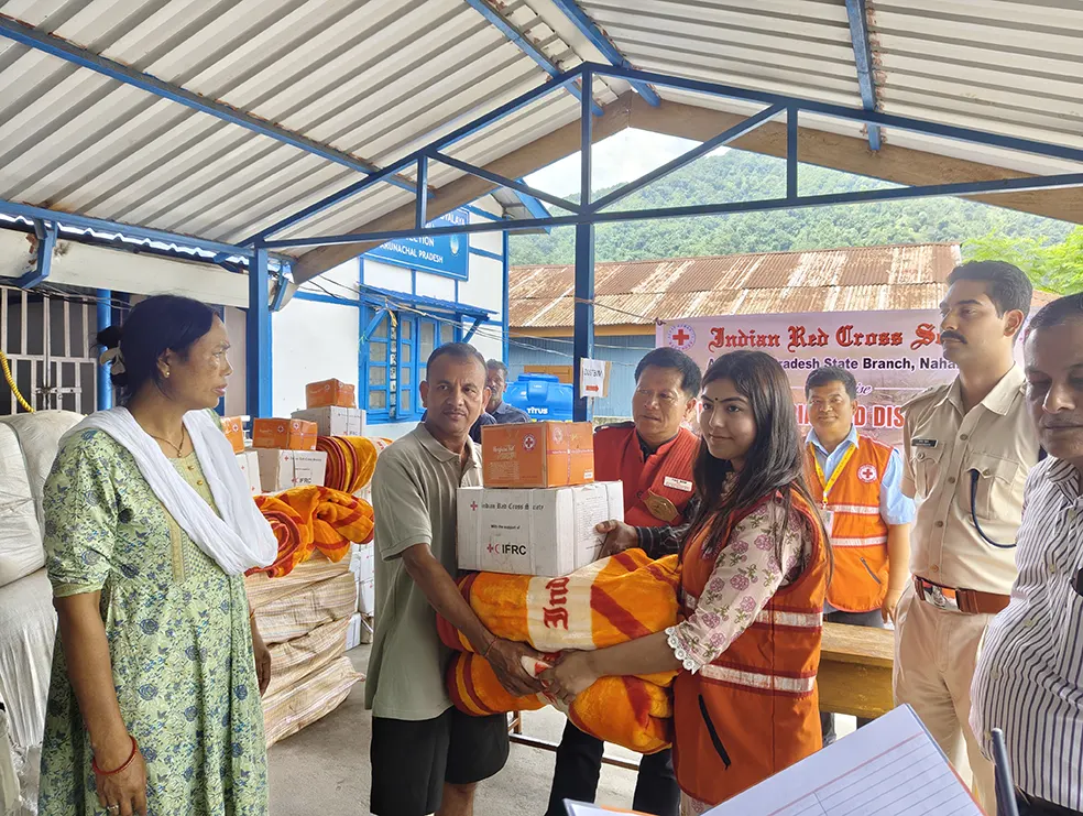 Red Cross Society provides relief materials to flood affected