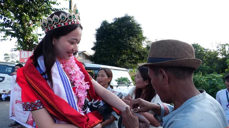 Miss Universe Arunachal 1st runner-up Peyang welcomed home