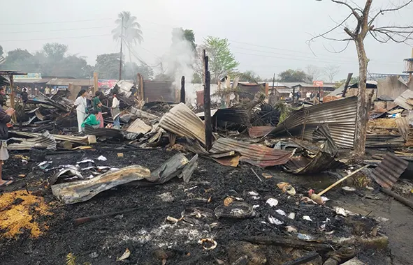 Fire guts shops, houses at Ruksin